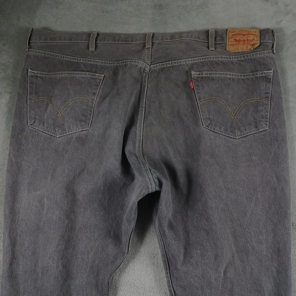 Levis 501xx Jeans Mens‎ 52x27 Gray Denim Distressed Button Fly Cotton Pockets